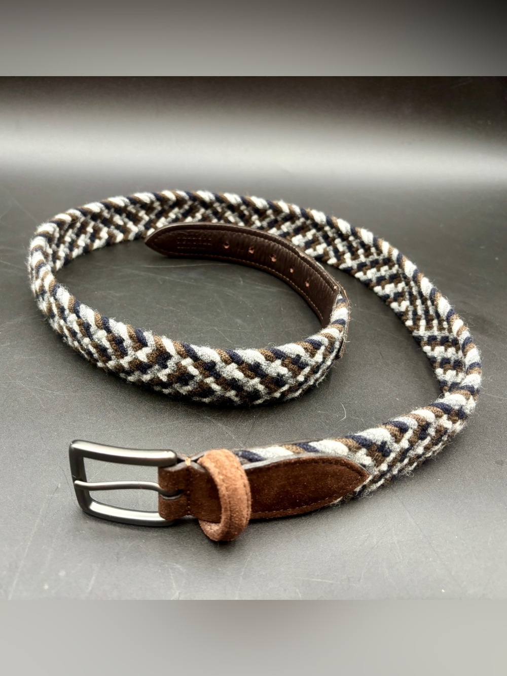 Barneys New York Woven Braided Leather Trim Belt Made in Italy Size 40